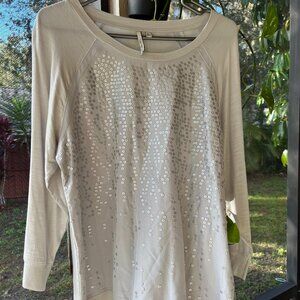 Calvin Klein gray/silver metallic top size L, long sleeve